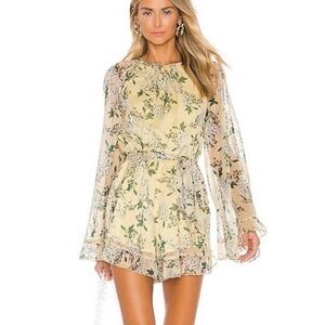 KEEPSAKE the Label Luscious Floral Sheer Romper/Dress in Butter Yellow